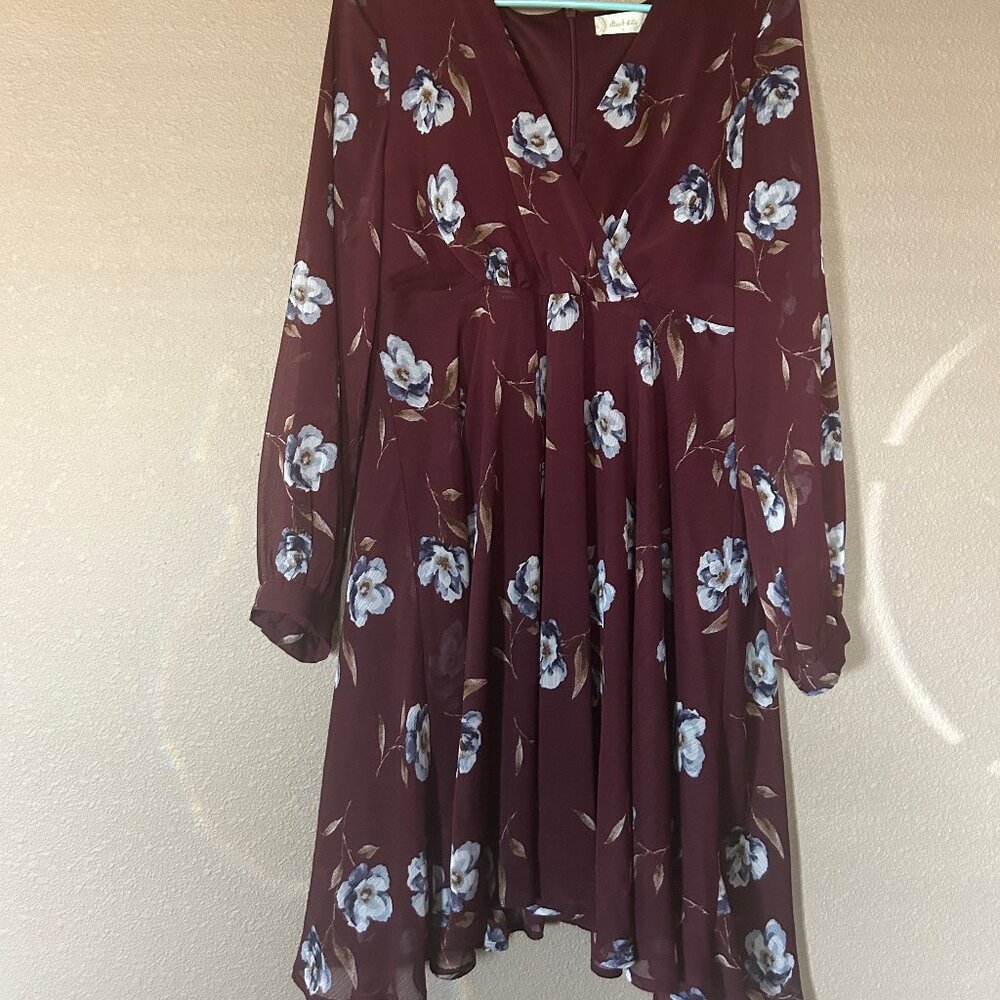 Brand New Floral Burgundy Dress - Large